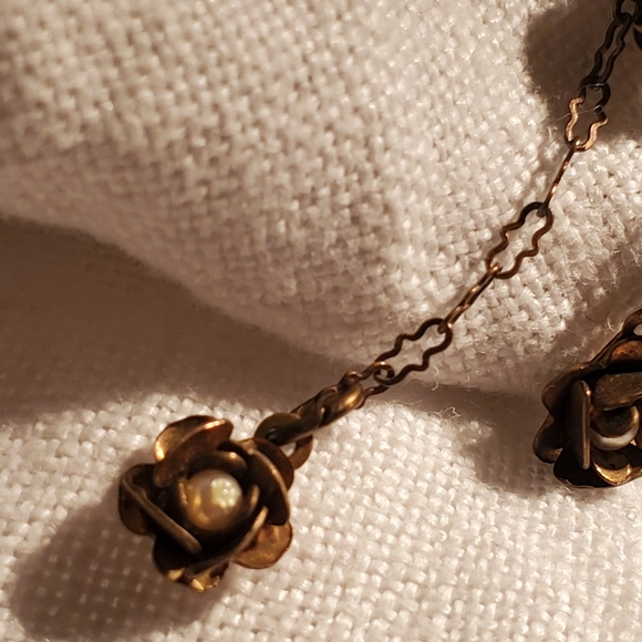 JANNY Floral and Pearl Look Necklace Paperclip Chain Signed Victorian Fl… - Picture 4 of 10